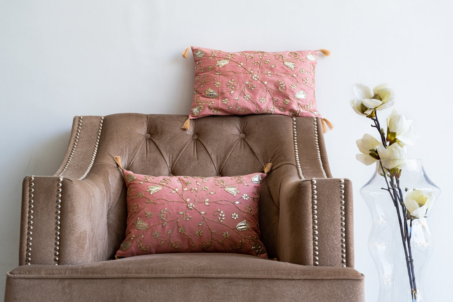 Royal Zardosi Jaal Silk Cushion Cover