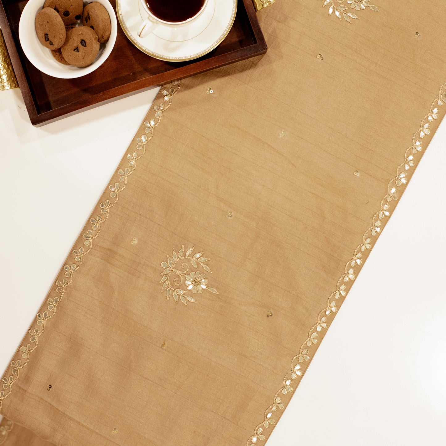 Zardosi Boota Border Silk Runner