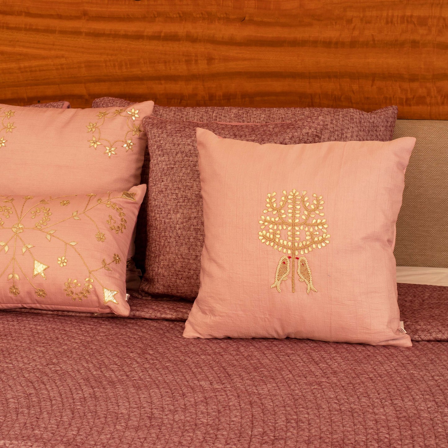 Three Beaded Snowflake Silk Cushion Cover