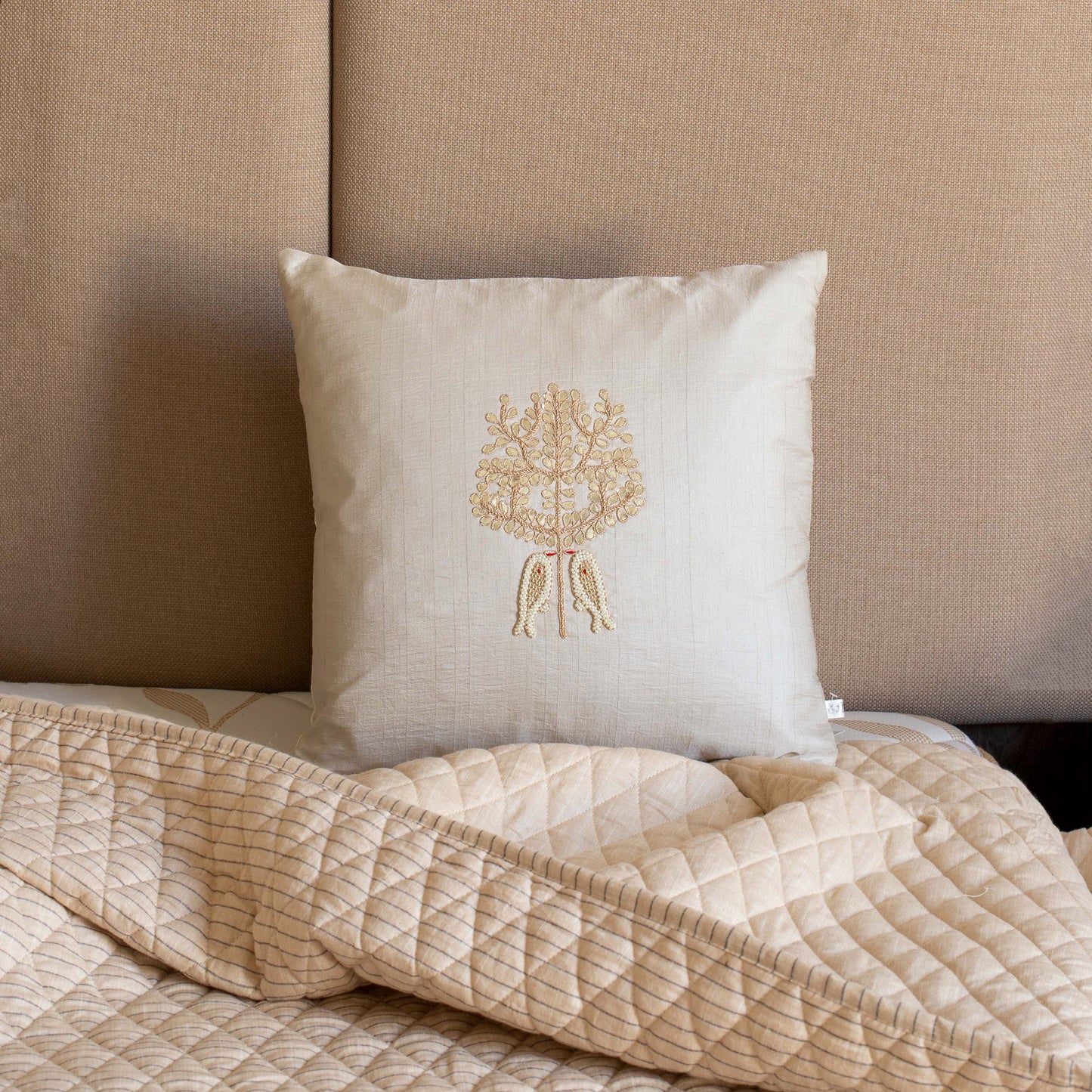 Royal Bird Design Silk Cushion Cover