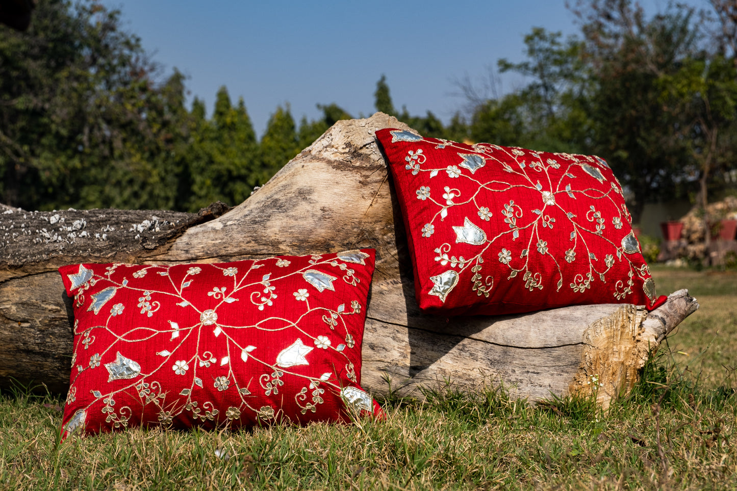 Royal Zardosi Jaal Silk Cushion Cover