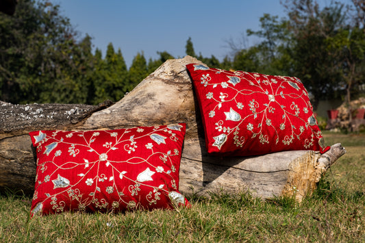 Royal Zardosi Jaal Silk Cushion Cover