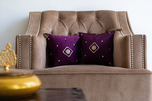 Diamond Single Boota Silk Cushion Cover