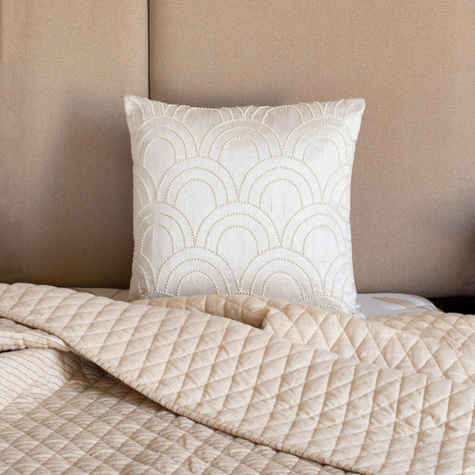Beaded Pearl Rainbow Silk Cushion Cover