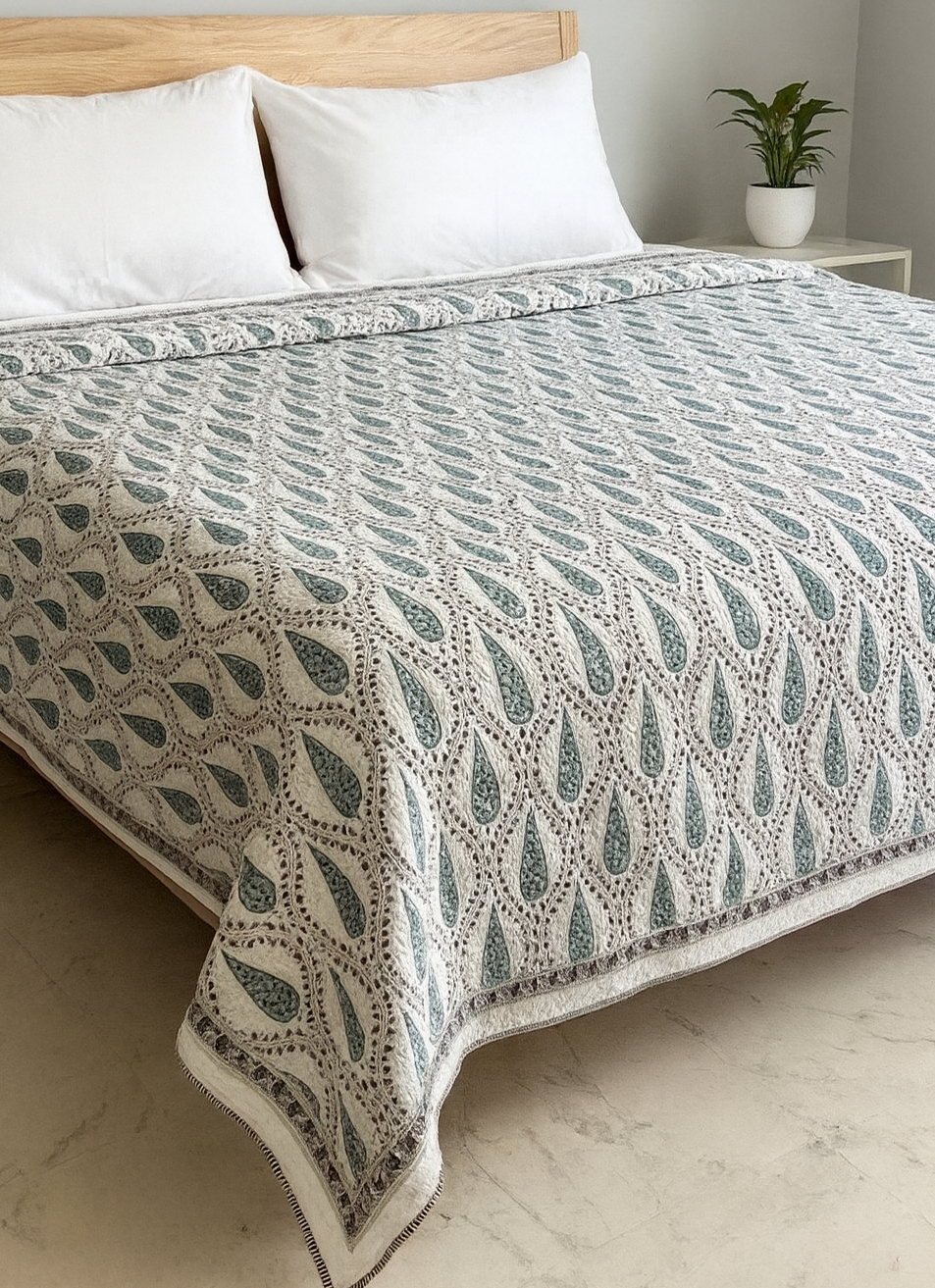 Paisley Print Mulmul Cotton Quilt/Bedcover reversible