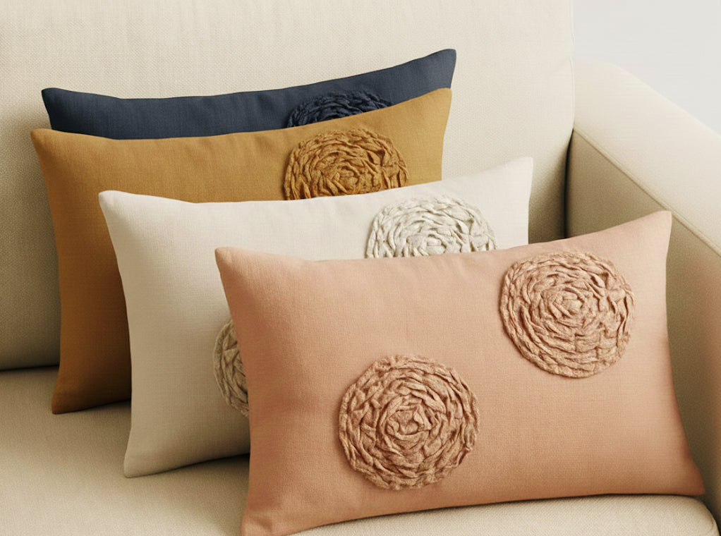 Noir Petal Textured Cushion Cover