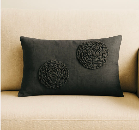 Noir Petal Textured Cushion Cover