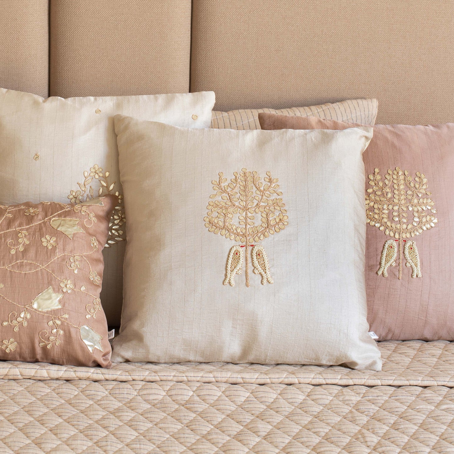 Royal Bird Design Silk Cushion Cover