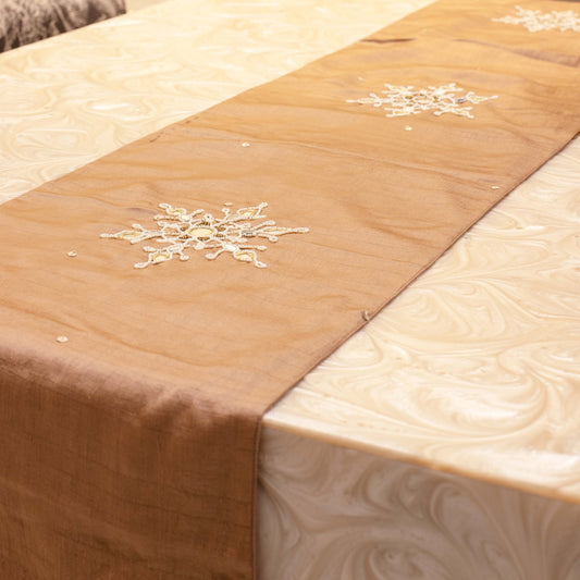 Beaded Snowflake Silk Runner