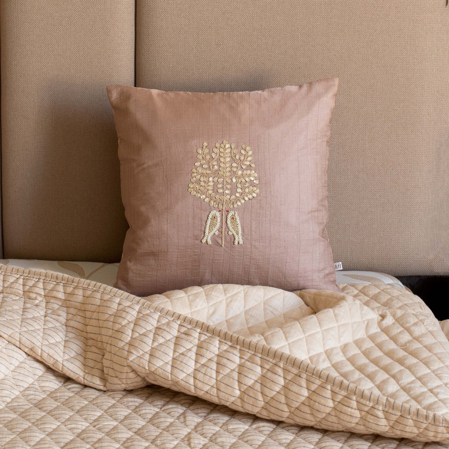Royal Bird Design Silk Cushion Cover